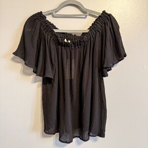 Eberjey Summer of Love Marla Bamboo Lounge Set Black Off Shoulder Top Shorts S